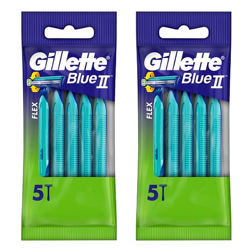 Gillette Blue II Plus Disposable Razor, 5 Pack x 12 Bundle of 2