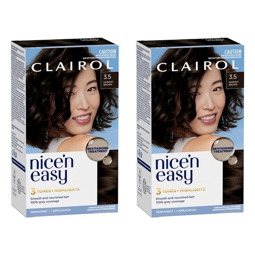 Clairol Nice 'N Easy 3.5 Darkest Brown Permanent Hair Colour Pack of 2