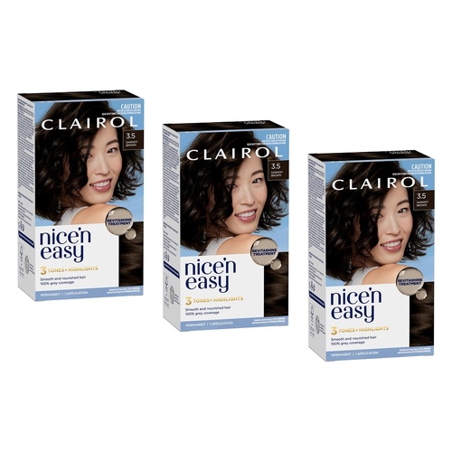 Clairol Nice 'N Easy 3.5 Darkest Brown Permanent Hair Colour Pack of 3