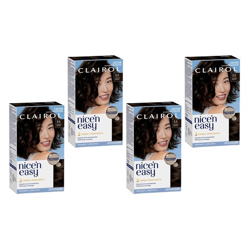 Clairol Nice 'N Easy 3.5 Darkest Brown Permanent Hair Colour Pack of 4