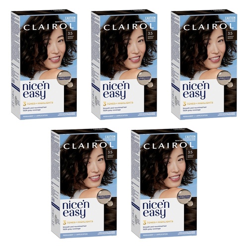 Clairol Nice 'N Easy 3.5 Darkest Brown Permanent Hair Colour Pack of 5