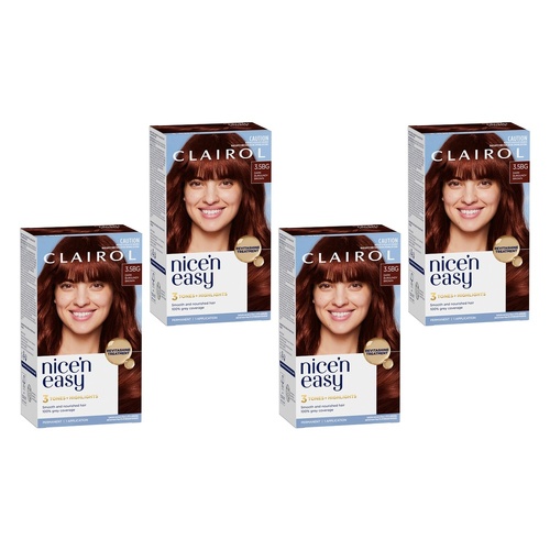 Clairol Nice 'N Easy 3.5BG Natural Dark Burgundy Permanent Hair Colour Pack of 4