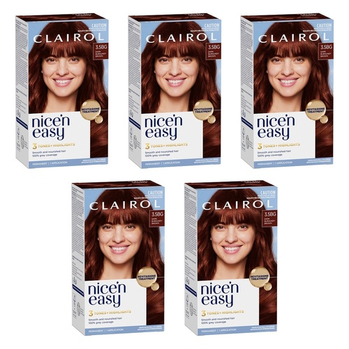 Clairol Nice 'N Easy 3.5BG Natural Dark Burgundy Permanent Hair Colour Pack of 5