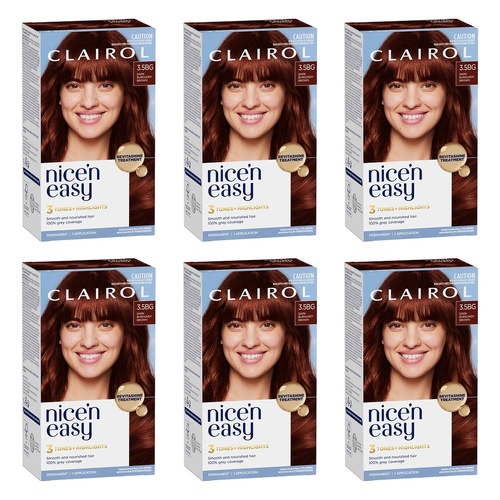 Clairol Nice 'N Easy 3.5BG Natural Dark Burgundy Permanent Hair Colour Pack of 6