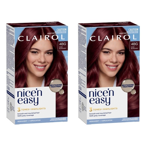 Clairol Nice 'N Easy 4BG Burgundy Permanent Hair Colour Pack of 2