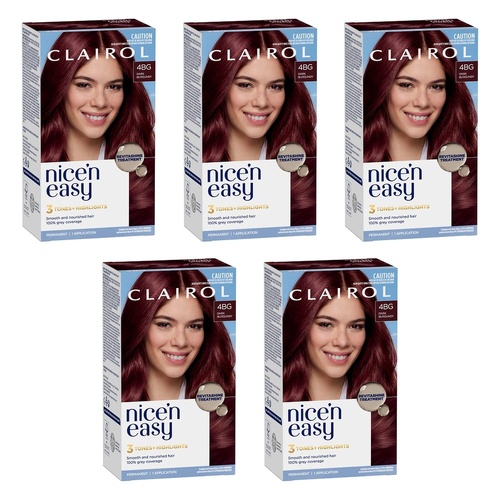 Clairol Nice 'N Easy 4BG Burgundy Permanent Hair Colour Pack of 5