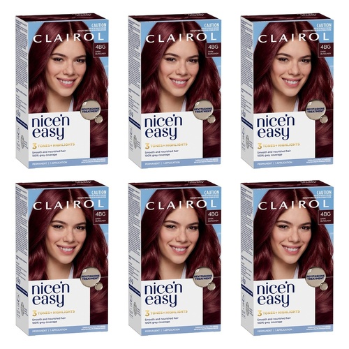 Clairol Nice 'N Easy 4BG Burgundy Permanent Hair Colour Pack of 6