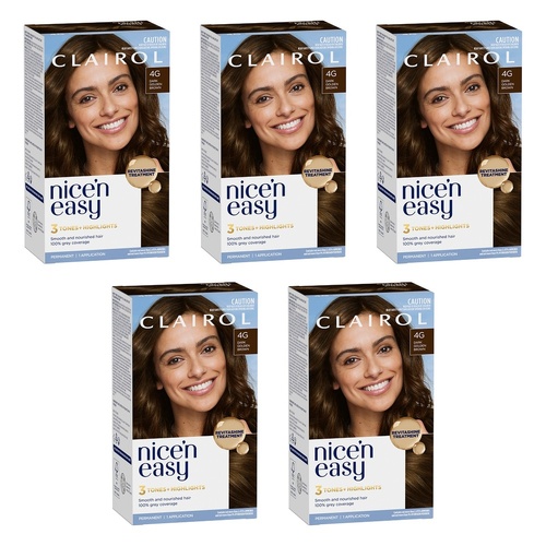 Clairol Nice 'N Easy 4G Dark Golden Brown Permanent Hair Colour Pack of 5