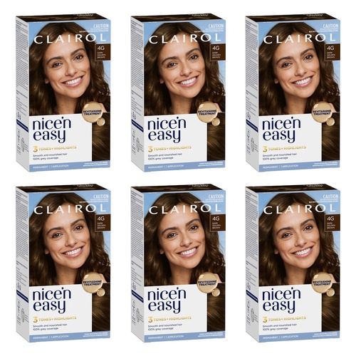 Clairol Nice 'N Easy 4G Dark Golden Brown Permanent Hair Colour Pack of 6