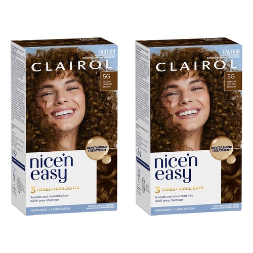 Clairol Nice 'N Easy 5G Medium Golden Brown Permanent Hair Colour Pack of 2
