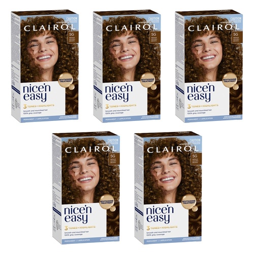 Clairol Nice 'N Easy 5G Medium Golden Brown Permanent Hair Colour Pack of 5