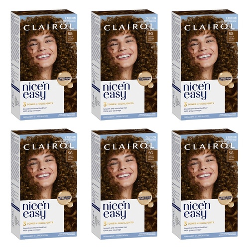 Clairol Nice 'N Easy 5G Medium Golden Brown Permanent Hair Colour Pack of 6
