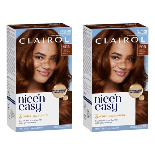 Clairol Nice 'N Easy 5RB Medium Chestnut Brown Permanent Hair Colour Pack of 2