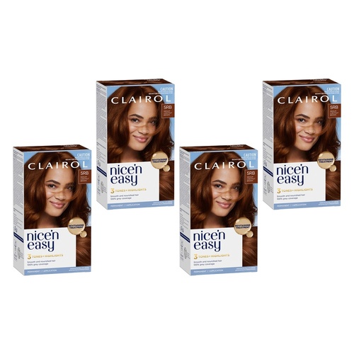 Clairol Nice 'N Easy 5RB Medium Chestnut Brown Permanent Hair Colour Pack of 4