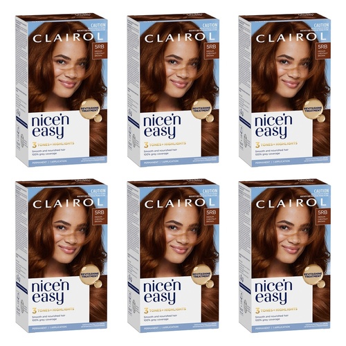 Clairol Nice 'N Easy 5RB Medium Chestnut Brown Permanent Hair Colour Pack of 6