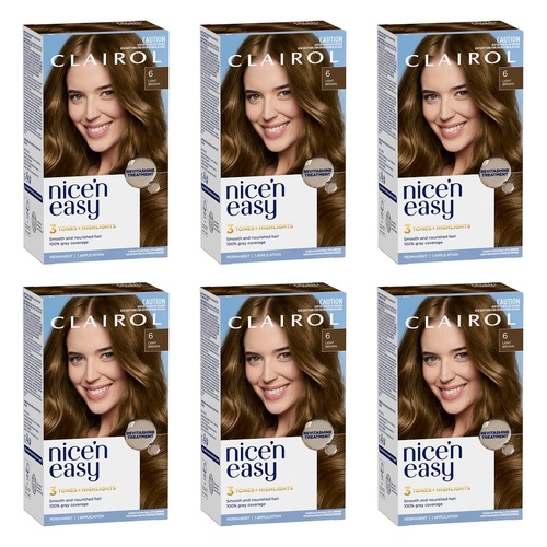 Clairol Nice 'N Easy 6 Light Brown Permanent Hair Colour Pack of 6