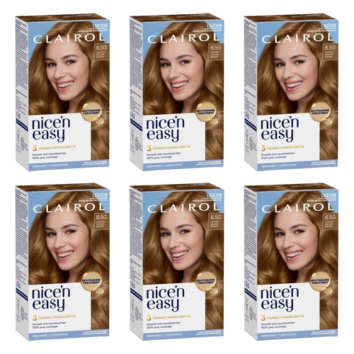 Clairol Nice 'N Easy 6.5G Light Golden Brown Permanent Hair Colour Pack of 6