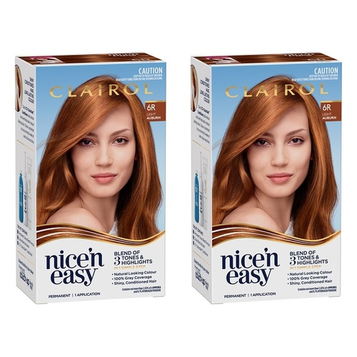 Clairol Nice 'N Easy 6R Natural Light Auburn Permanent Hair Colour Pack of 2