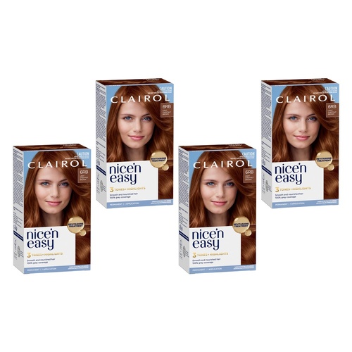 Clairol Nice 'N Easy 6RB Light Chestnut Brown Permanent Hair Colour Pack of 4