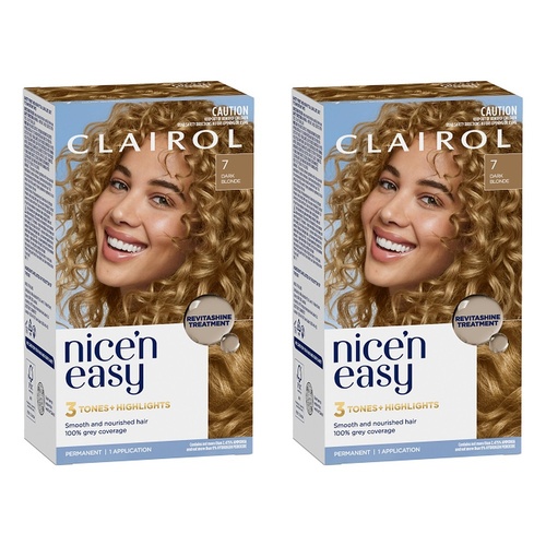 Clairol Nice 'N Easy 7 Natural Dark Blonde Permanent Hair Colour Pack of 2