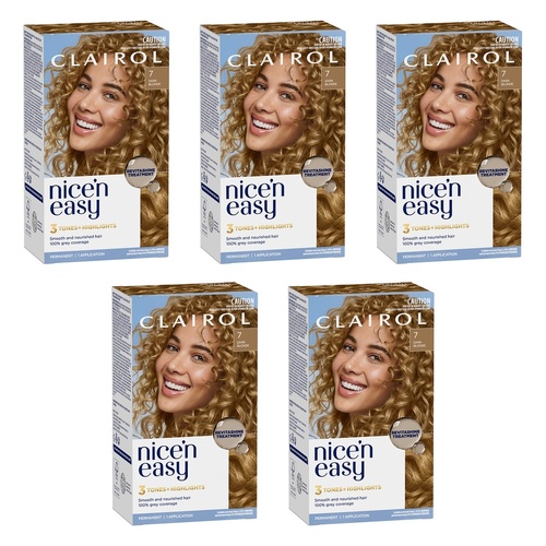 Clairol Nice 'N Easy 7 Natural Dark Blonde Permanent Hair Colour Pack of 5