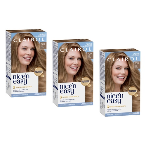 Clairol Nice 'N Easy 7CB Dark Champagne Blonde Permanent Hair Colour Pack of 3
