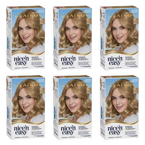 Clairol Nice 'N Easy 8A Natural Medium Ash Blonde Permanent Hair Pack of 6