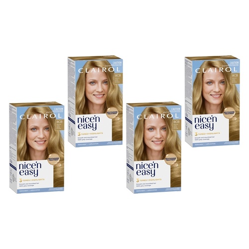 Clairol Nice 'N Easy 8CB Natural Medium Champagne Blonde Hair Colour Pack of 4
