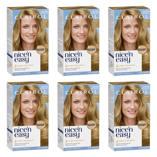 Clairol Nice 'N Easy 8CB Natural Medium Champagne Blonde Hair Colour Pack of 6