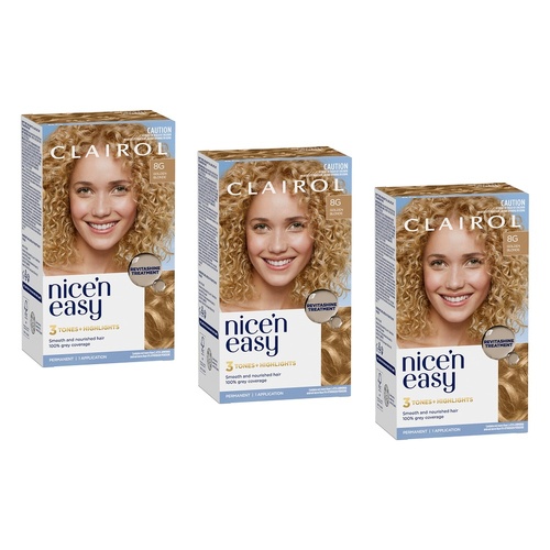 Clairol Nice 'N Easy 8G Natural Golden Blonde Permanent Hair Colour Pack of 3