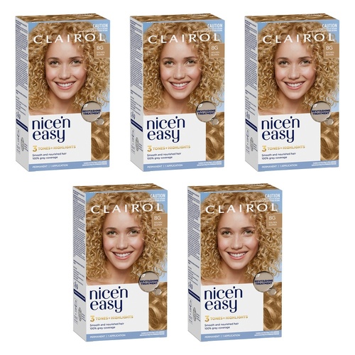 Clairol Nice 'N Easy 8G Natural Golden Blonde Permanent Hair Colour Pack of 5