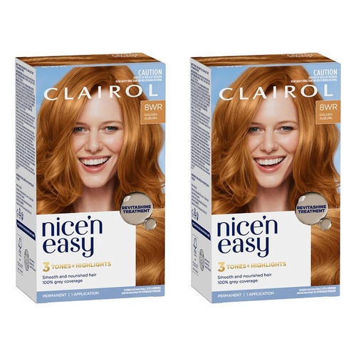 Clairol Nice 'N Easy 8WR Natural Gold Auburn Permanent Hair Colour Pack of 2