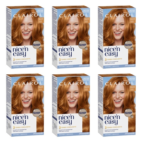 Clairol Nice 'N Easy 8WR Natural Gold Auburn Permanent Hair Colour Pack of 6