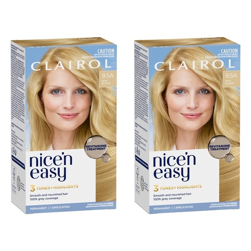 Clairol Nice 'N Easy 9.5A Natural Baby Blonde Permanent Hair Colour Pack of 2