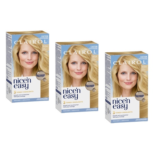 Clairol Nice 'N Easy 9.5A Natural Baby Blonde Permanent Hair Colour Pack of 3