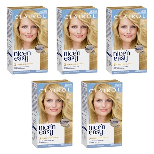 Clairol Nice 'N Easy 9.5A Natural Baby Blonde Permanent Hair Colour Pack of 5