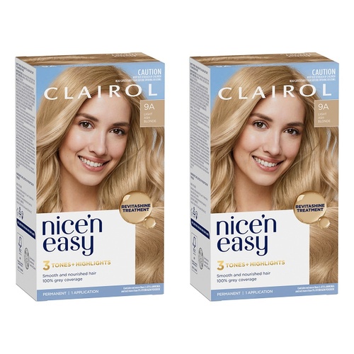 Clairol Nice 'N Easy 9A Natural Light Ash Blonde Permanent Hair Colour Pack of 2