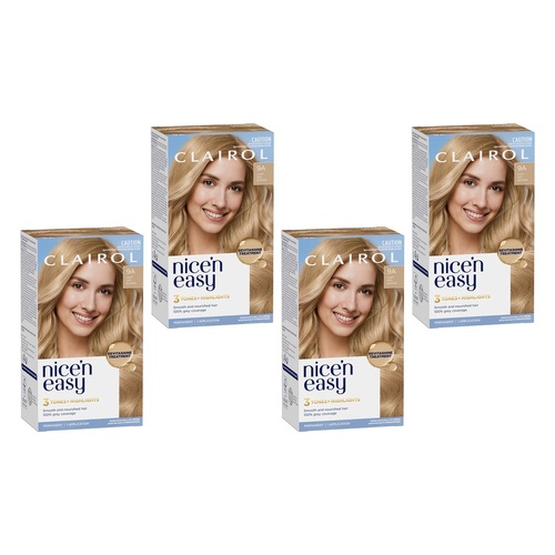 Clairol Nice 'N Easy 9A Natural Light Ash Blonde Permanent Hair Colour Pack of 4