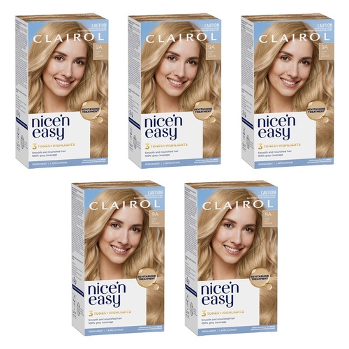 Clairol Nice 'N Easy 9A Natural Light Ash Blonde Permanent Hair Colour Pack of 5