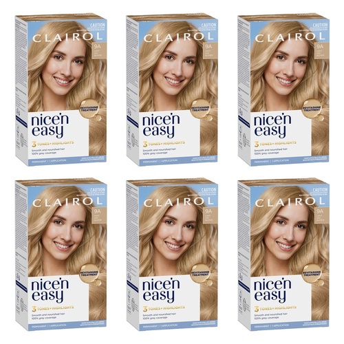 Clairol Nice 'N Easy 9A Natural Light Ash Blonde Permanent Hair Colour Pack of 6