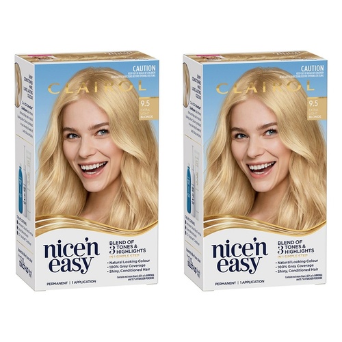 Clairol Nice 'N Easy 9.5 Extra Light Blonde Permanent Hair Colour Pack of 2