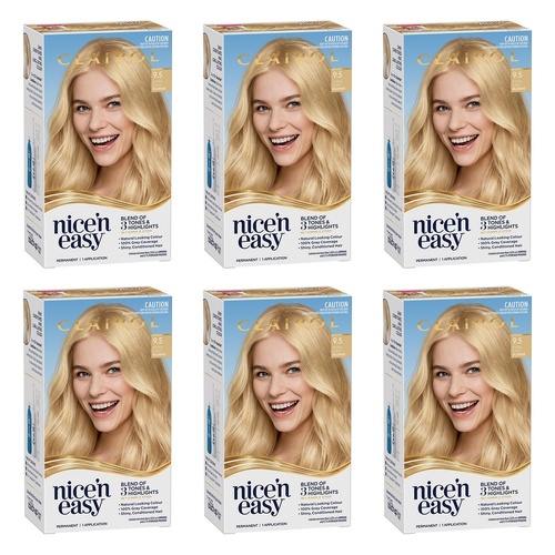 Clairol Nice 'N Easy 9.5 Extra Light Blonde Permanent Hair Colour Pack of 6