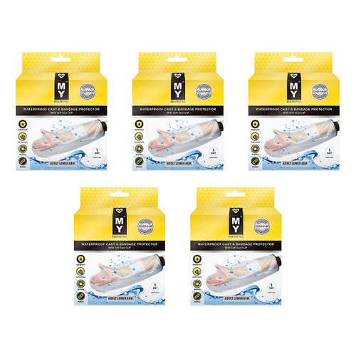 MY Waterproof Cast & Bandage Protector Adult Lower Arm Pack of 5