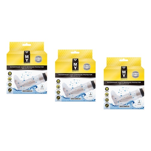 MY Waterproof Cast & Bandage Protector Adult Lower Leg Pack of 3