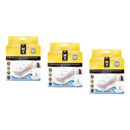 MY Waterproof Cast & Bandage Protector Adult Full Leg Pack of 3