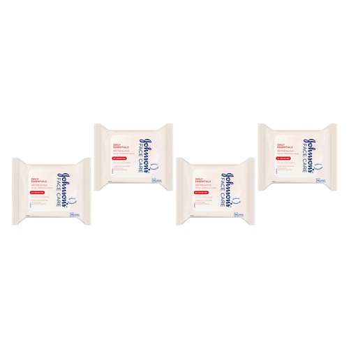 Johnson's Face Care Refreshing Cleansing Wipes for Normal Skin 25 Pack of 4