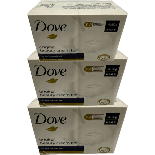 Dove Beauty Cream Bar Original 3 x 4 Pack 90g Moisturising Soap