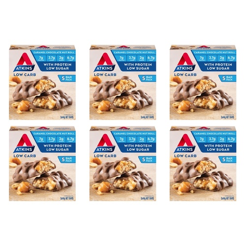 Atkins Caramel Chocolate Nut Roll 5 Pack Bundle of 6