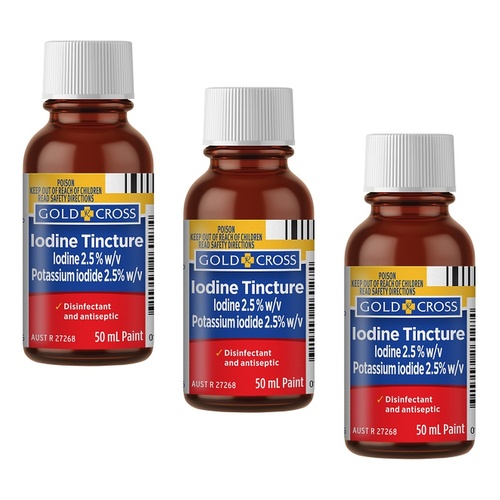 Goldx Iodine Tincture Solution 50mL Pack of 3
