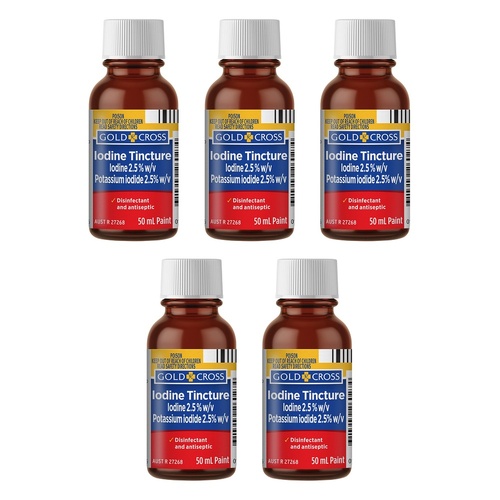 Goldx Iodine Tincture Solution 50mL Pack of 5